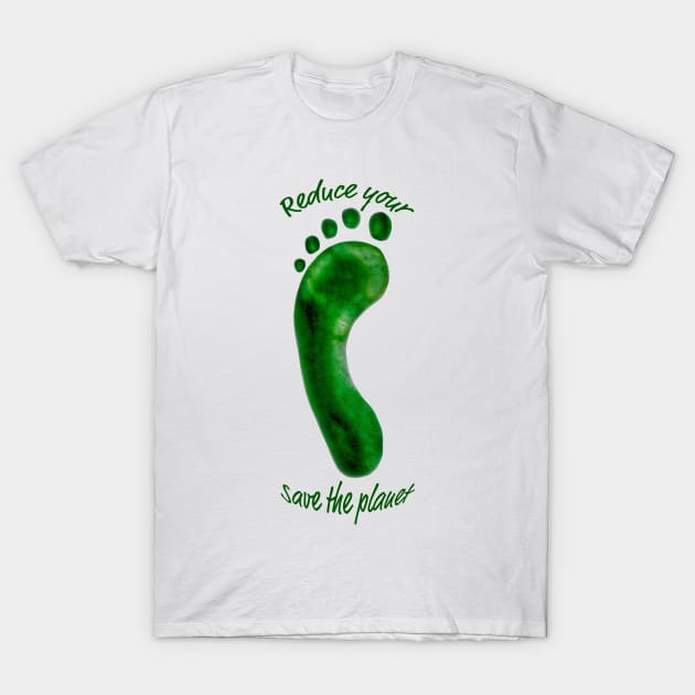 Reduce Your Footprint Save The Planet T-Shirt by adrianbrockwell